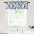 thumbnail image 3 of GlowSol 3 Pcs Kitchen Curtain Set 36 inch Tier Curtains with Valance Quatrefoil Trellis Printed Cotton Blend Cafe Curtains Bathroom Curtains, Aqua Gray, 3 of 7