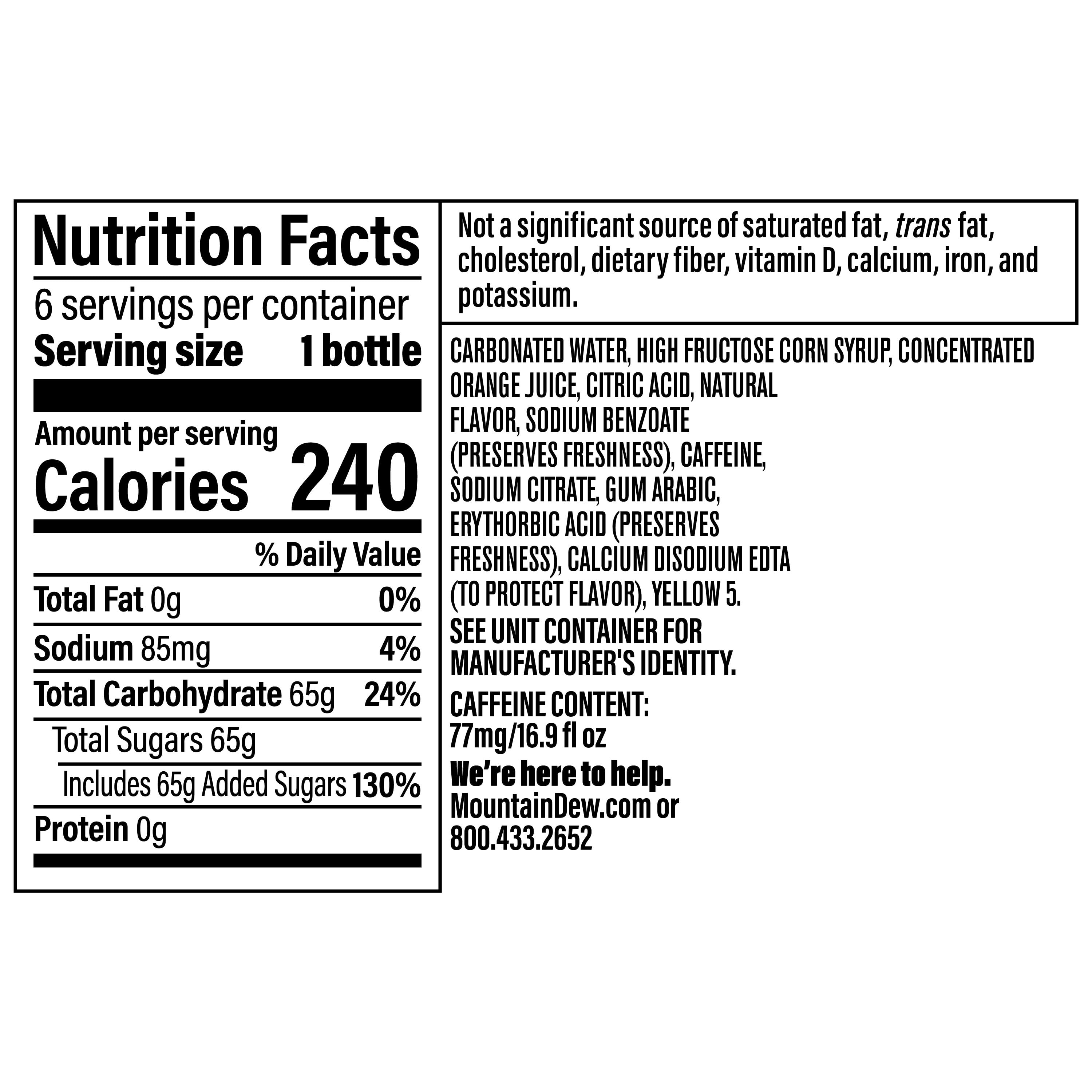Mountain Dew The Original Soda Pop, 16.9 fl oz, 6 Pack Bottles