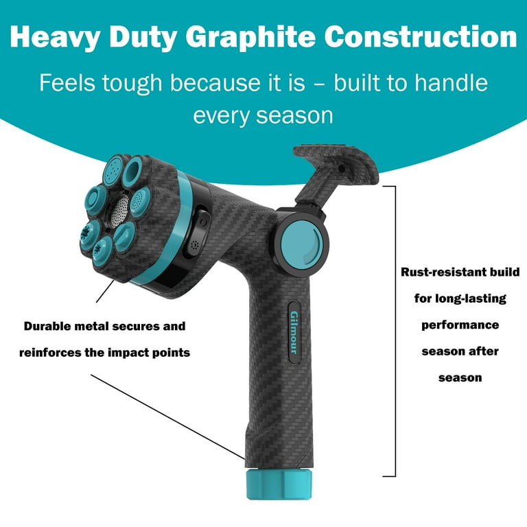Gilmour Heavy Duty Graphite Fireman's Style 8-Pattern Nozzle with