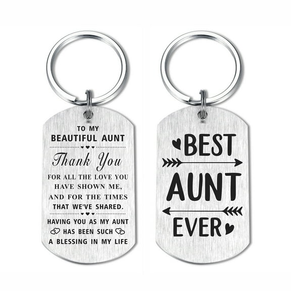 DEGASKEN Aunt Keychain, Women Birthday Christmas Mothers Day Gifts from Nephew Niece, Metal Engraved