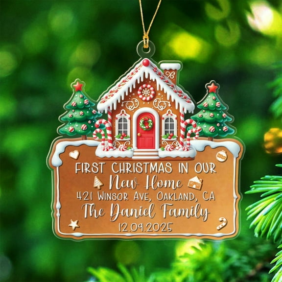 First Christmas in Our New Home Ornament 2025, New Home Shaped Ornament Gift for Mr & Mr Housewarming