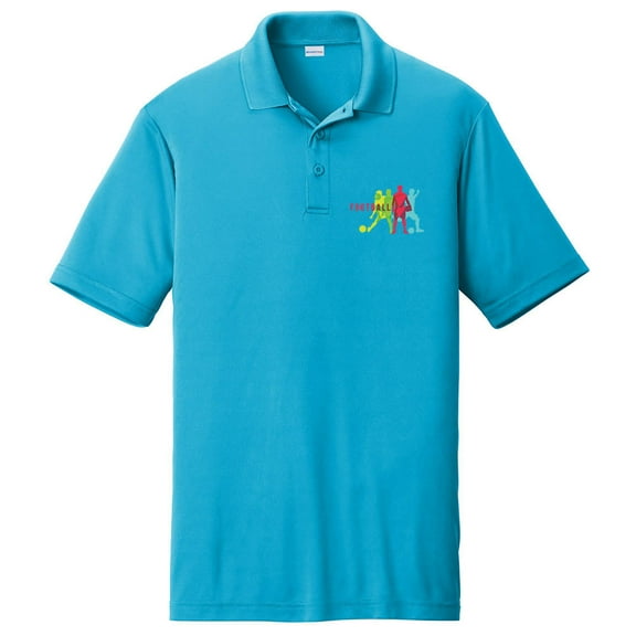 Big Size 4 shades of Football Graphic Design PosiCharge Competitor Polo Tee Shirt - Atomic Blue XL