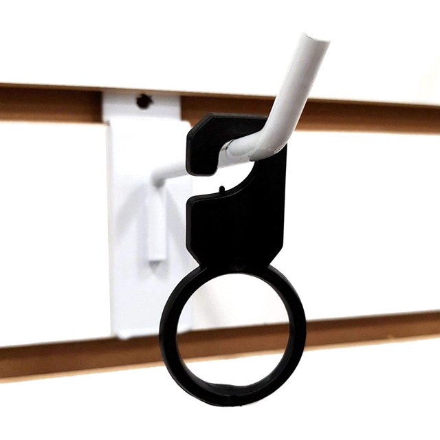 Black Plastic Retail Scarf Ring with Hook, Round Garment Hangers .87