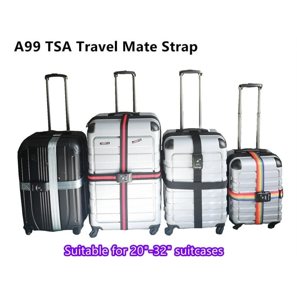 A99 TSA Adjustable Luggage Straps Grey 2pcs Travel Mate Strap Suitcase  Packing Belt Travel Accessories Digital Dial Combination Safe Suitcase Lock  Strap 
