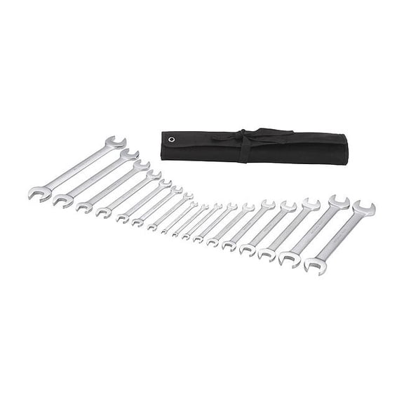 Westward Open End Wrench Set,SAE, Metric,17 pcs. 54DG07