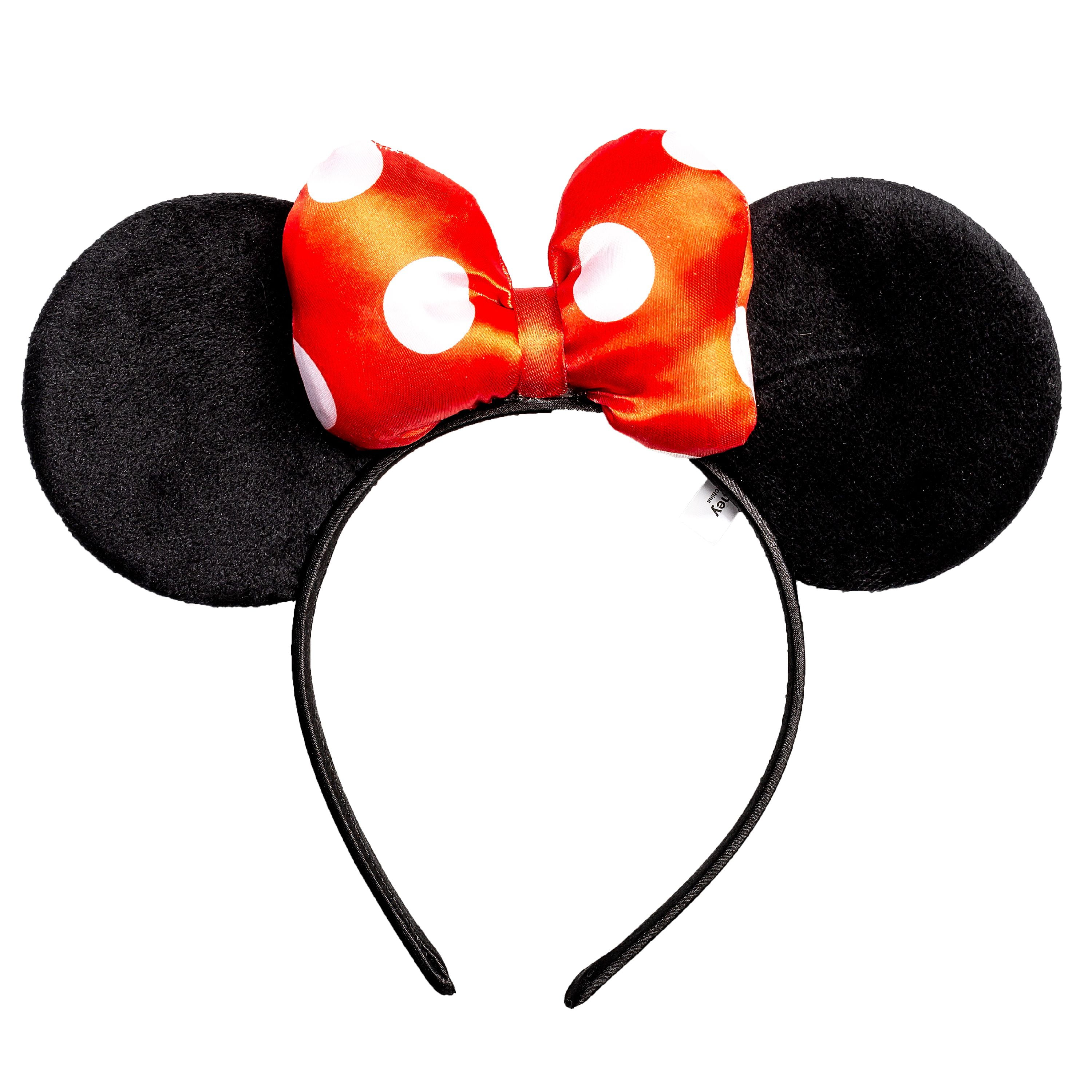 Disney Parks Red Polka Dot Big Bow Mickey Minnie Mouse Sequin Ears Headband 
