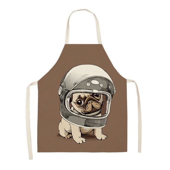 REAYEHANE Apron Sleeve Adult Cotton And Linen Apron Animal Series Printed Apron Household Cleaning Coverall Sausage Dog Apron Parent Child Apron (C )