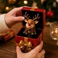 thumbnail image 2 of Christmas Reindeer Jack in The Box Figurine, Resin Pop-Up Rudolph Reindeer in Gift Box Statue, Christmas Tabletop Decor, Surprise Christmas Gift Ornament for Home Shelf, 2 of 2