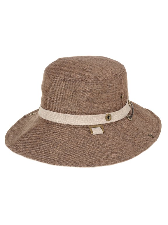 Boonie Bush Hat Wide Brim Side Snap Mesh Neutral Color KR8341 (Brown)