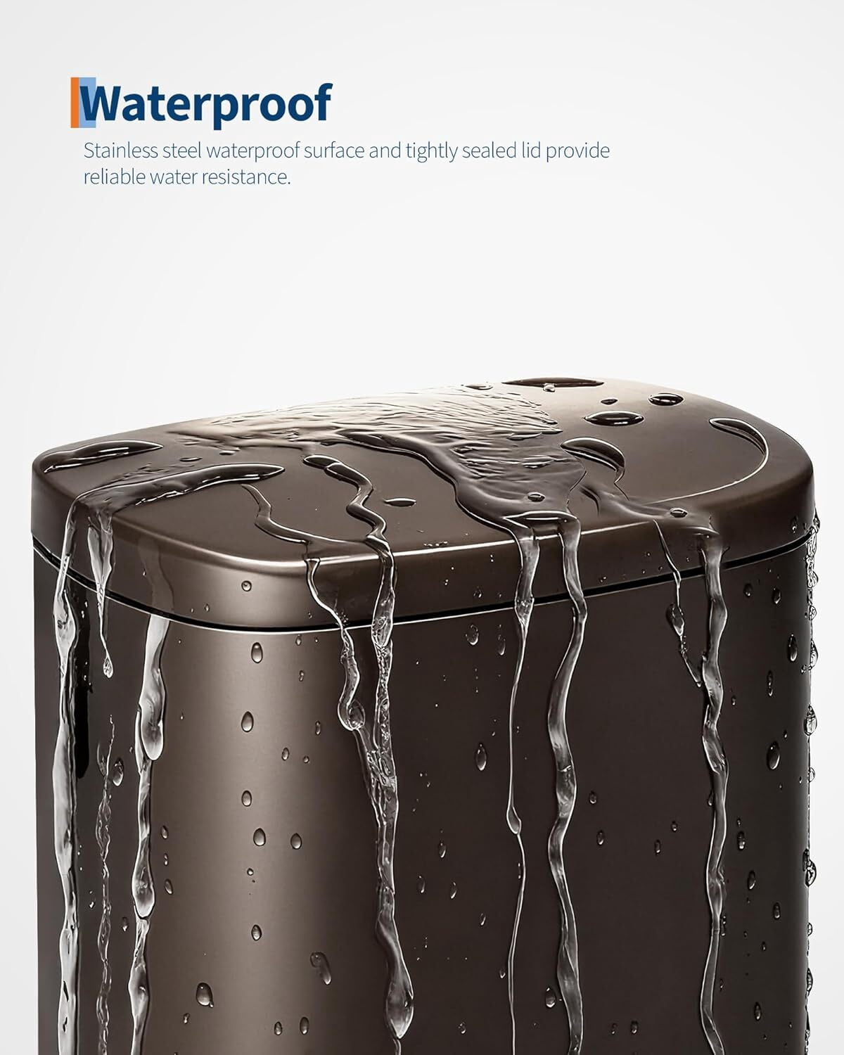 EuKer 13 Gal Stainless Steel Trash Can with Removable Inner Bucket for Kitchen, Bathroom, Brown
