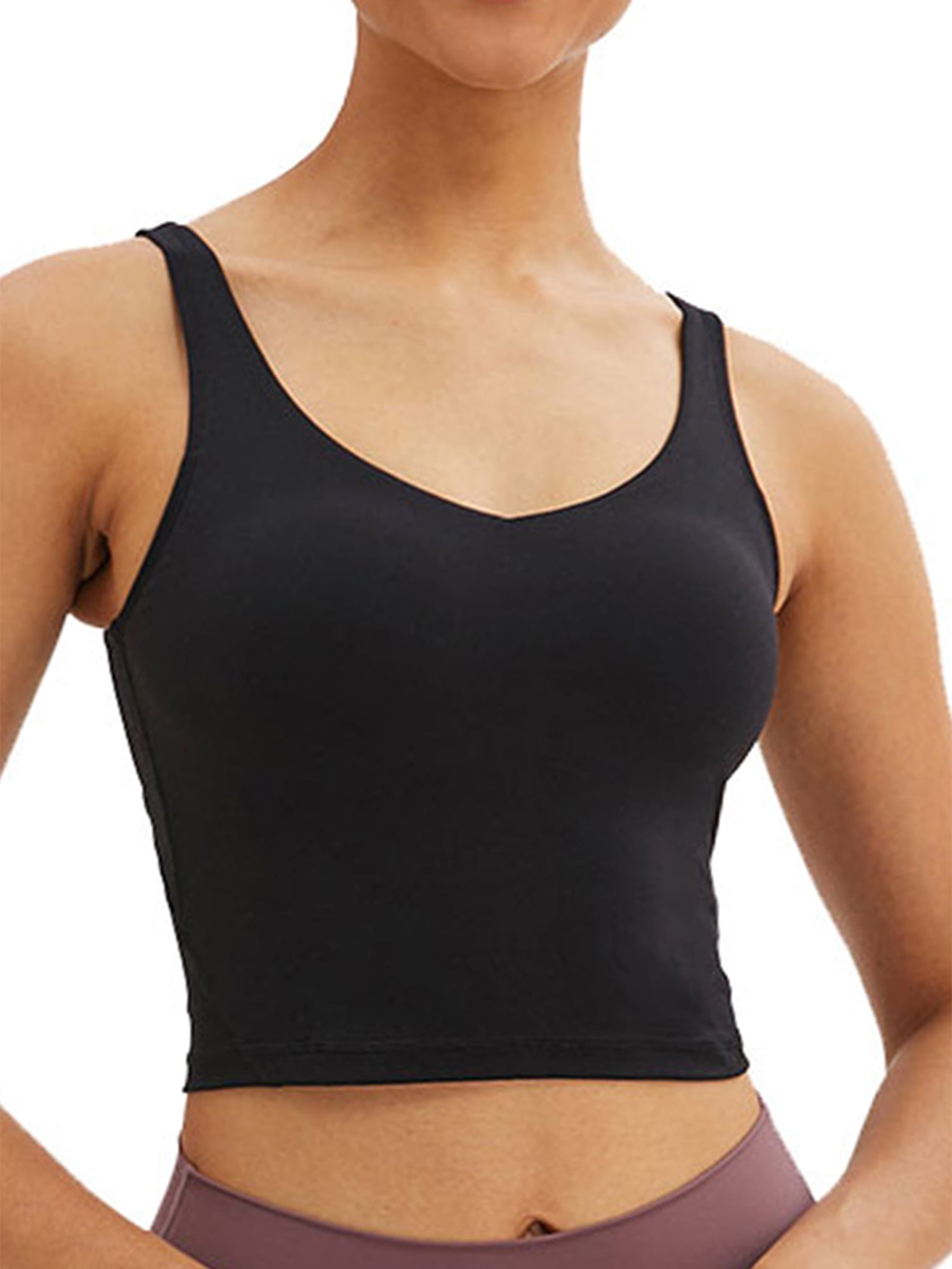 Women's Longline Sports Bra Wirefree Padded Medium Support Yoga Bras Gym  Running Workout Crop Tops Bra 