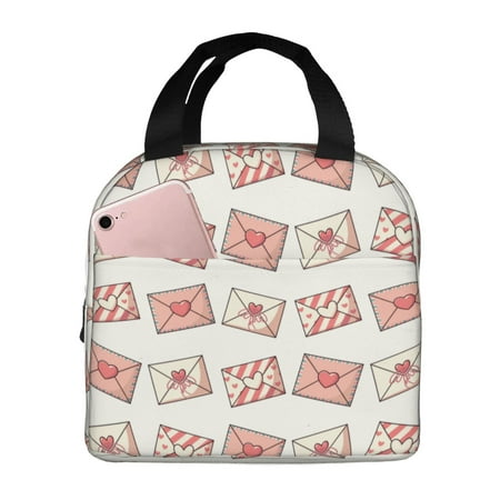 Insulated Lunch Bag for Women Men - heart envelope Pattern Leakproof Cooler Lunch Box for Women Men  Lunch Tote Bags for Work School Picnic Travel
