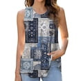 thumbnail image 2 of Uaswgudfs Women's Loose Fit Crewneck Tank Top with Leaf Print, Casual Sleeveless Tunic Blouse for Summer Outdoors, 2 of 5