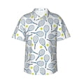 thumbnail image 1 of Balery Tennis Rackets And Balls Camisas hawaianas de manga corta para hombre, camisas playeras de corte holgado, camisas de vacaciones con botones,Large, 1 of 7