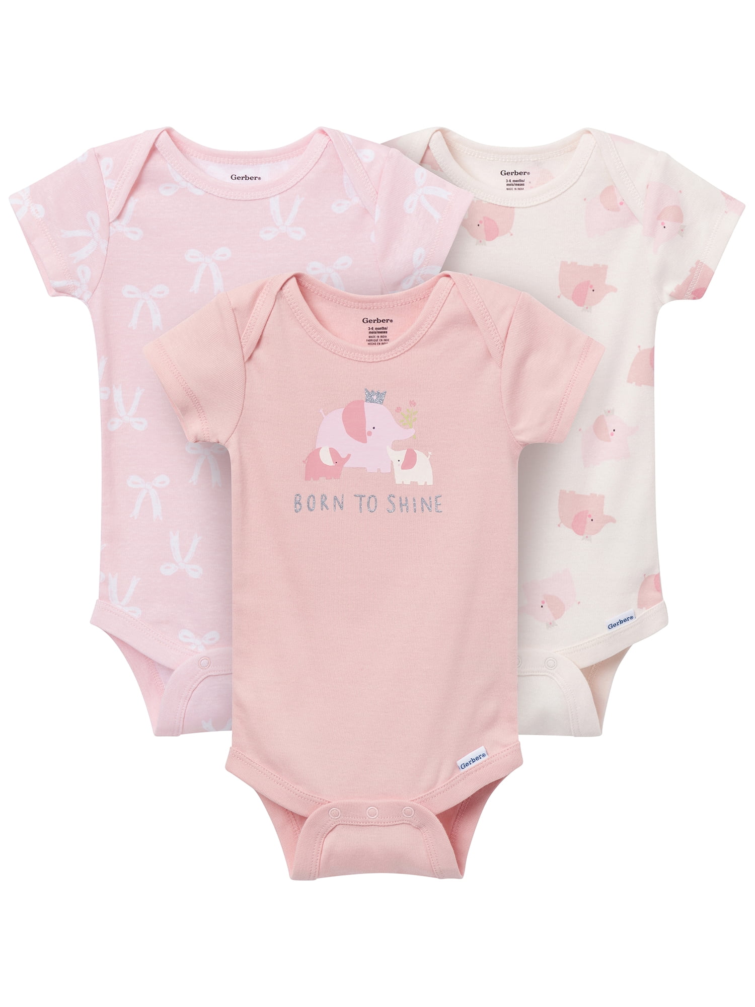 Gerber Gender Neutral Short Sleeve Onesies, 6-Pack, Sizes Newborn - 18 Months