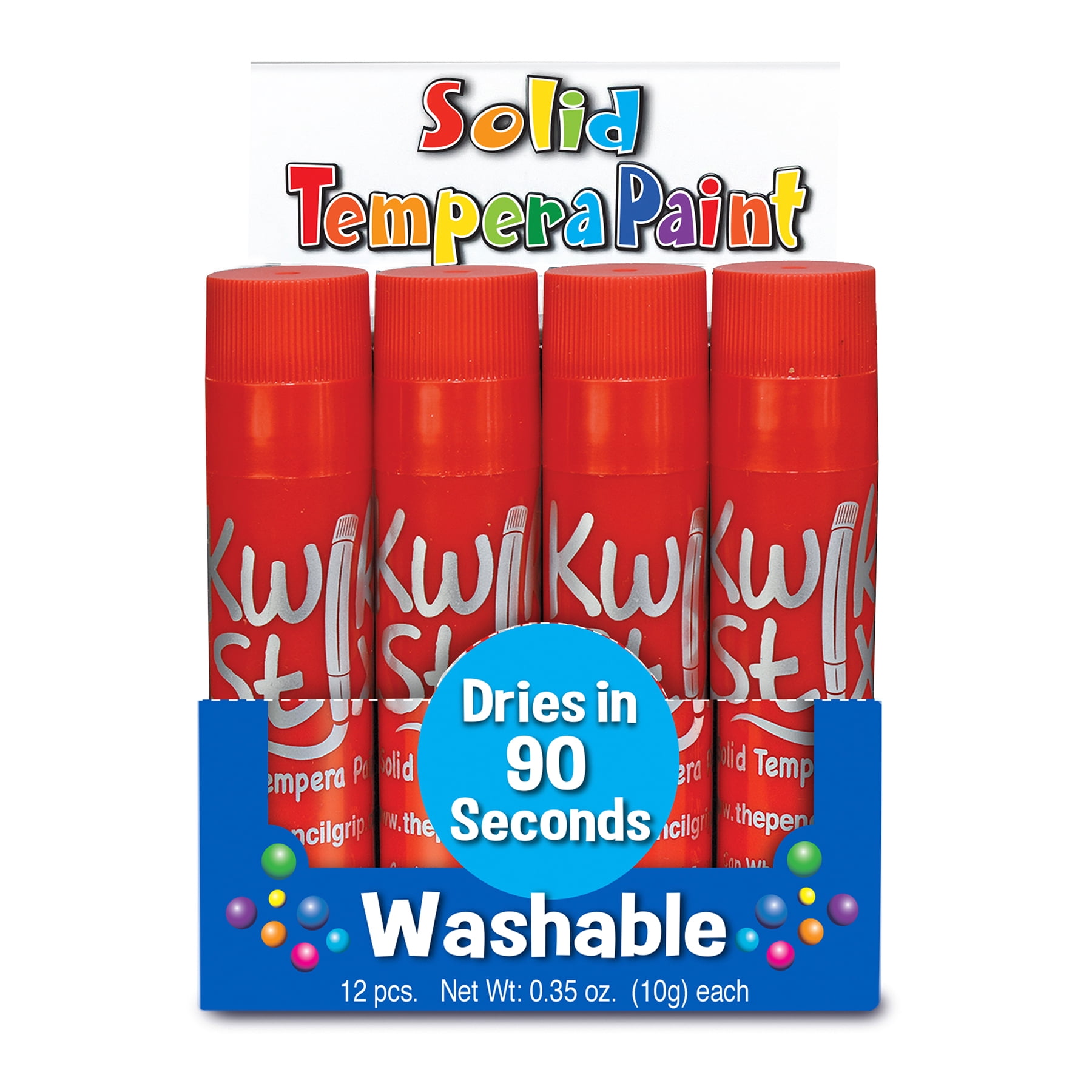 Kwik Stix Tempera Paint Sticks, Single Color Pack, Red, 12 per Pack, 2 Packs
