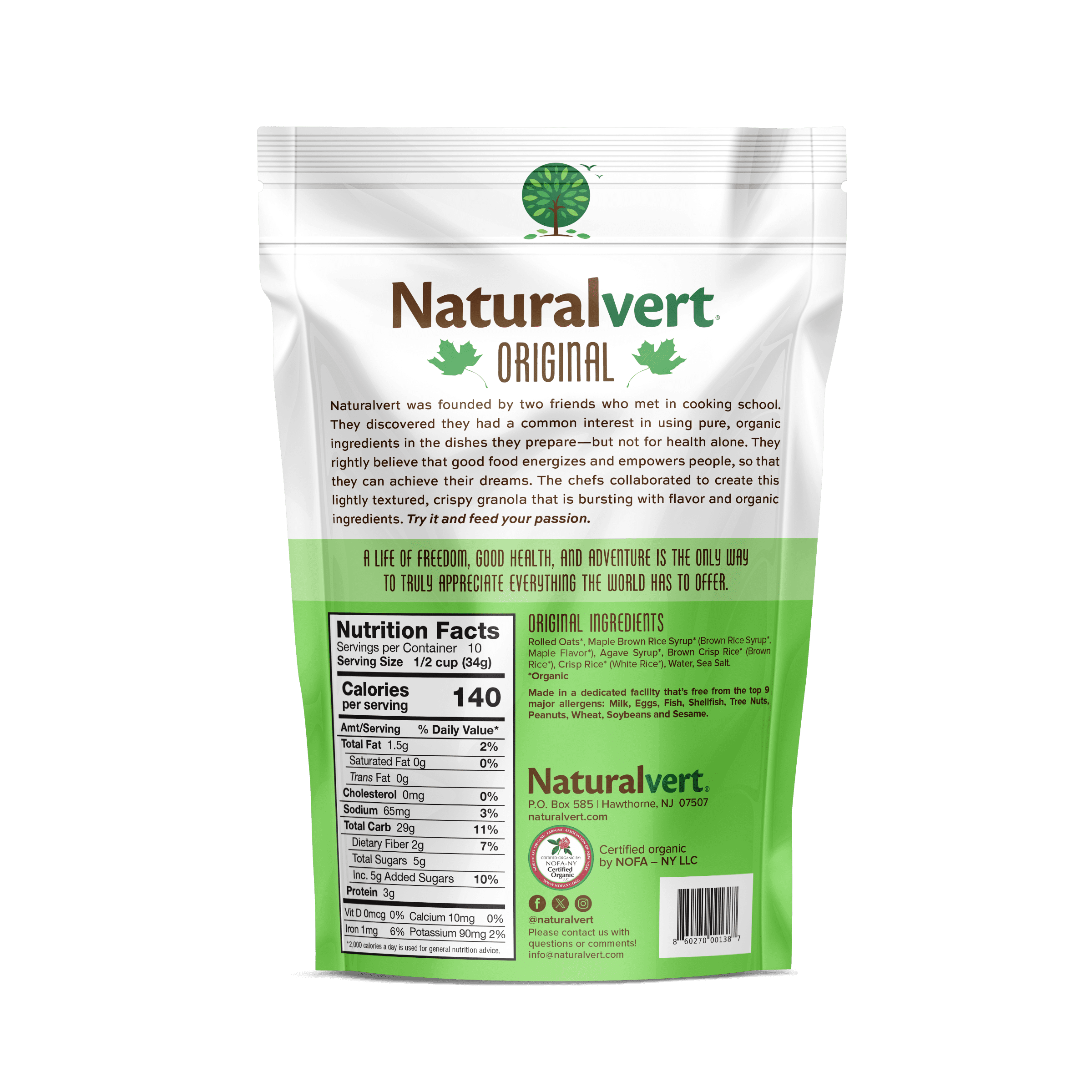Naturalvert Organic, Gluten free, Vegan granola- Original Vegan (12oz)