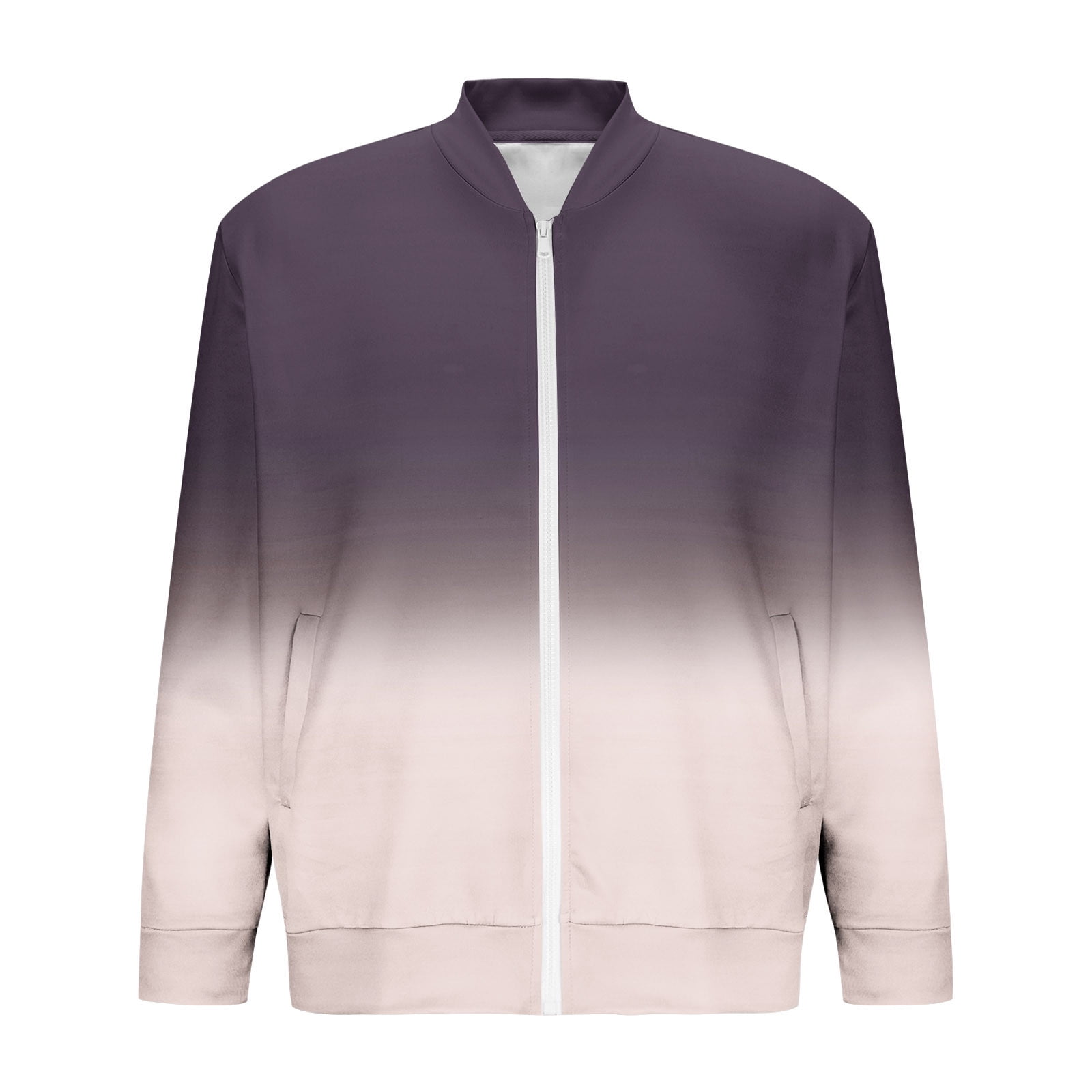 Xysaqa Men's Jacket Gradient Color Bomber Jacket Casual