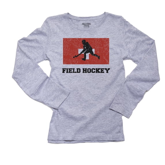 Switzerland Olympic - Field Hockey - Flag - Silhouette Women's Long Sleeve Grey T-Shirt