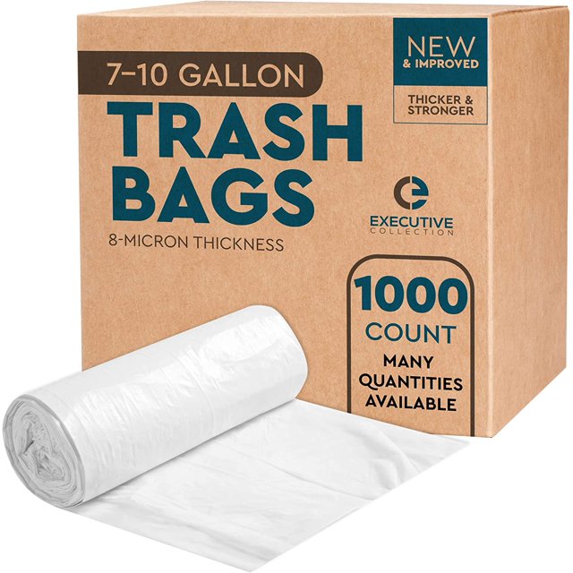 Clear 710 Gallon Trash Bags, 1,000 Bulk Pack Medium Size Garbage Bin