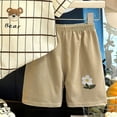 thumbnail image 4 of Ulanda Kids Toddler Boy Clothes Outfits Bear Print Tee + Plaid Shorts 2 Pieces Summer Shorts Set (Khaki, 3-4 Years), 4 of 4