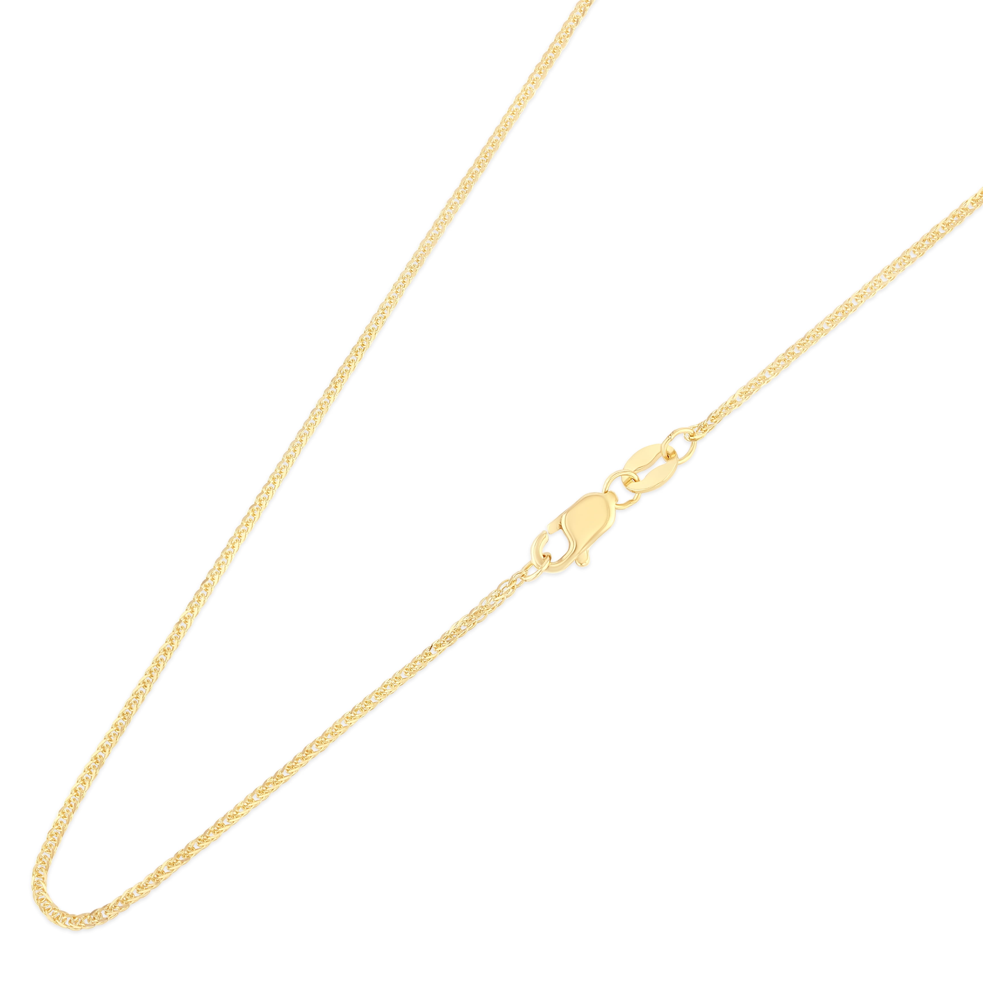 14K Yellow OR White Solid Gold 0.8mm Square Wheat Diamond Cut Chain Necklace with Lobster Clasp Ioka 14K Yellow OR White Solid Gold 0.8mm Square Wheat Diamond Cut Chain Necklace with Lobster Clasp Ioka