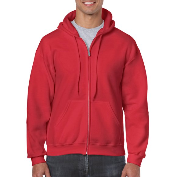 Gildan Mens Heavy Blend Full Zip Hooded Sweatshirt, S, Red