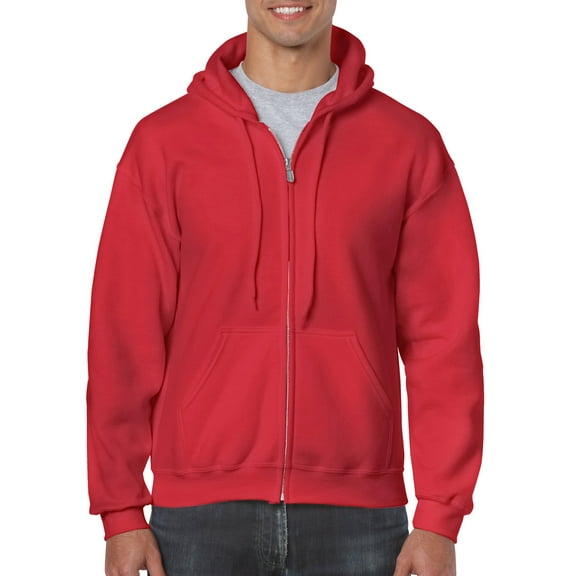 Gildan Mens Heavy Blend Full Zip Hooded Sweatshirt, XL, Red