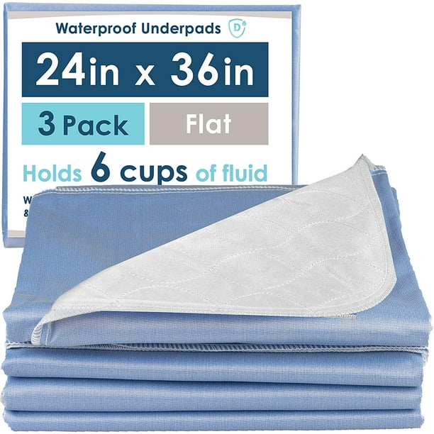 Waterproof Mattress Sheet Protector Super Absorbent Bed Underpads 24" x 36" 3 Pack