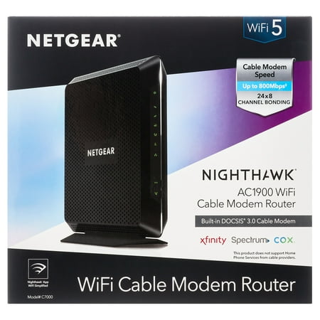 NETGEAR - Nighthawk AC1900 DOCSIS 3.0 Cable Modem + WiFi Router | Certified for Xfinity by Comcast, Spectrum, Cox & more, 1.9Gbps (C7000)