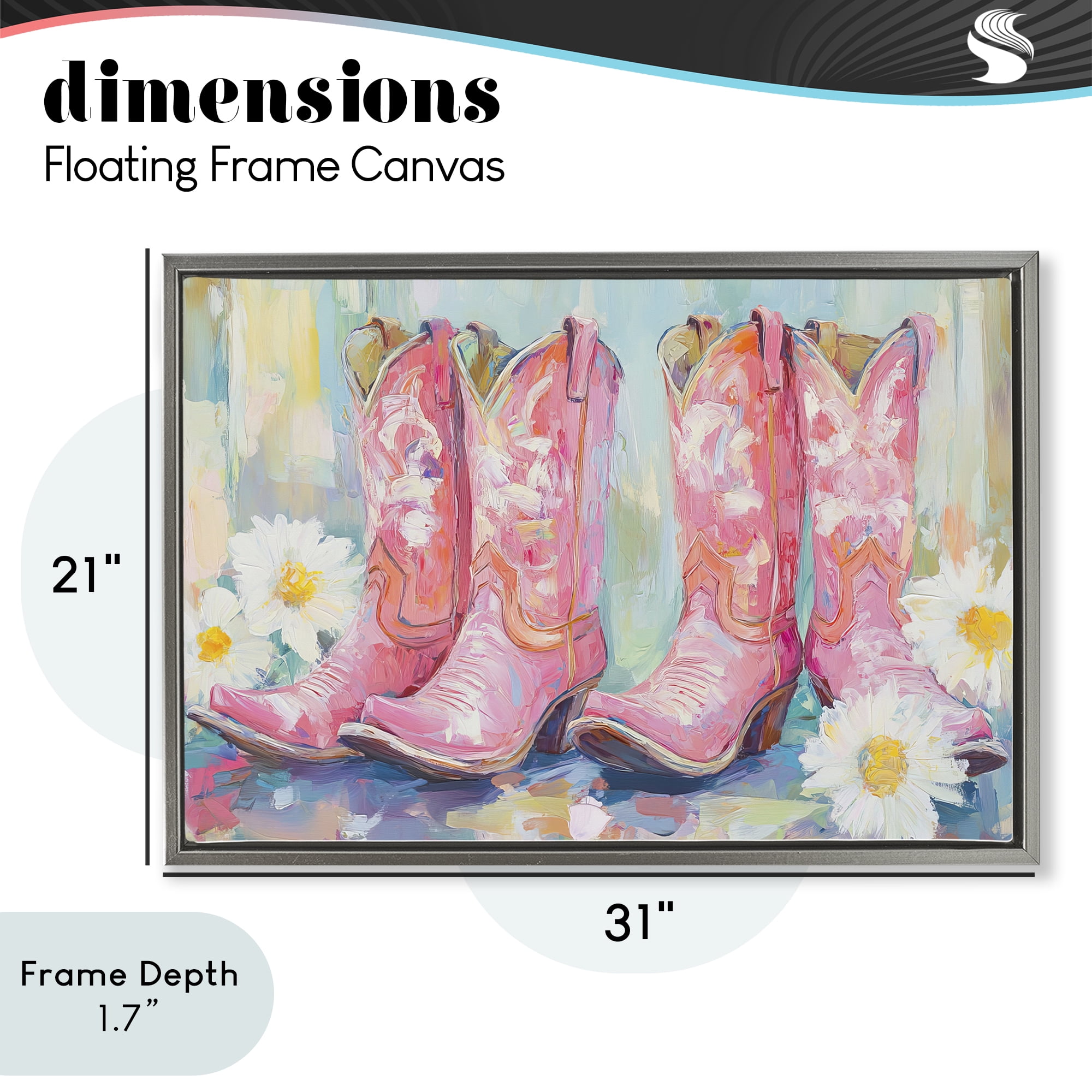 Stupell Industries Pink Cowgirl Boots Pairs Gray Framed Floater Canvas Wall Art, design by Tina LeCour