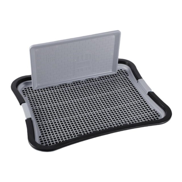 Bandeja de baño para perros con rejilla de malla para entrenamiento de mascotas, desmontable y antisalpicaduras Negro