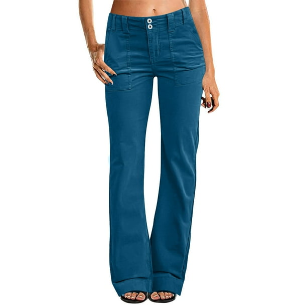 Pantalones acampanados SCZ Mujer Cintura media Azul marino L