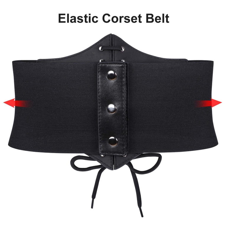SUOSDEY Black Corset Belt for Women, Vintage Lace-up Elastic  display picture 1