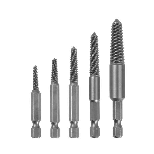 5 Pcs/Ensemble Extracteurs de Vis Kit Extracteur de Vis Cassés Extracteur de Vis Rayées Endommagées Extracteur de Vis 1/4 Pouce Tige Haute