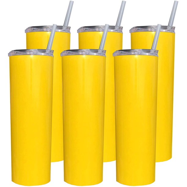 Lemon Yellow Stellar 20 oz. Skinny Steel 6 Pack Double Wall Stainless