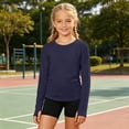 thumbnail image 2 of RMGVDSD Girls Athletic Shirts Long Sleeve T-Shirts Crew Neck Basic Tee Tops Kids Lightweight Solid Color Sports Tshirts 13-14 Years, 2 of 4