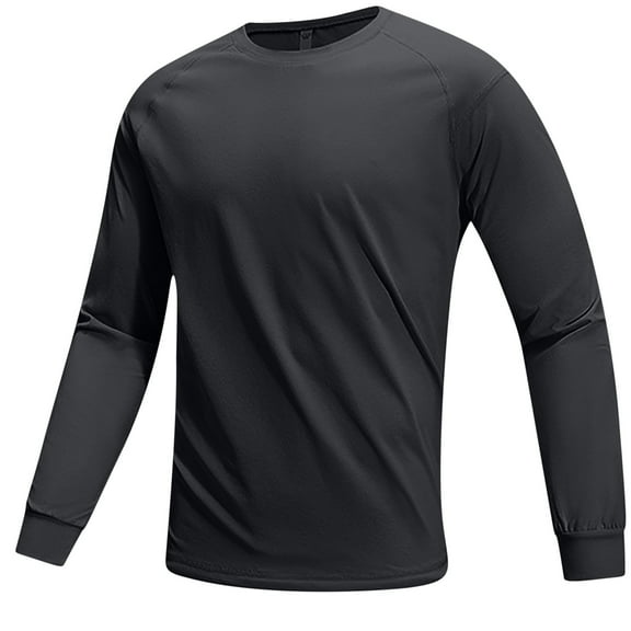 Workout Mens T Shirts - Black Gym Quick Dry Long Sleeve Moisture Wicking Tee Tops for Athletic Work Casual Running M-2XL