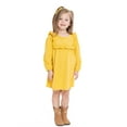 thumbnail image 4 of Wonder Nation Toddler Girls' Embroidered Ruffle Dress with Long Sleeves, Sizes 12M-5T, 4 of 10
