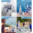thumbnail image 3 of CoTa Global Ocean Blue Lighthouse Decor - Handmade and Crafted Wooden Lighthouse Decoration with Sailboat Figure Decorative Beach Style Tabletop Centerpiece, Nautical Themed Home Decor – 13.5 Inch, 3 of 6