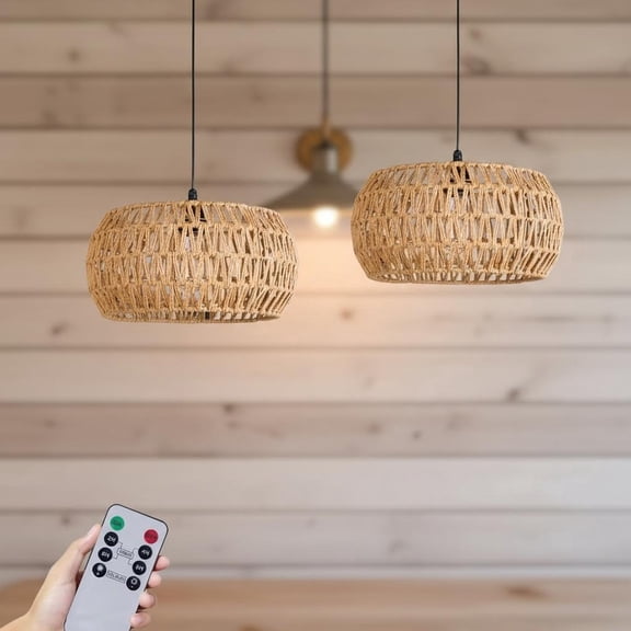 Battery Operated Outdoor Chandelier, Pendant Light with Remote Control, No Wiring Outdoor Hanging Light for Porch Patio Gazebo