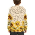 thumbnail image 4 of Xoenoiee Boys Hooded Sweatshirt Pullover Hoodie Long Sleeve Top Fall Active Clothing Winter Playwear for Kids Walking Hiking Traveling, Sunflower Highland Cattle Print, M, 4 of 7