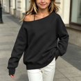 thumbnail image 2 of OGLCCG Off The Shoulder Sweatshirt Tween Girls Trendy Asymmetric Neck Hoodies Shirts Long Sleeve Pullover Tops Size 5-15(Black,11-12 Years), 2 of 7