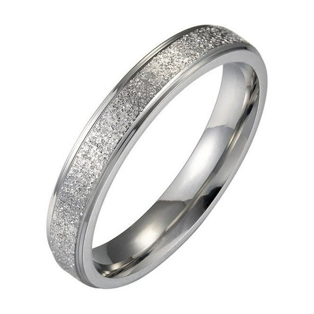 ziyahi Stainless Steel Ring Personalized Sparkling Rings Jewelry Gift Dressing Up Accessory for Wedding Party Daily Working Silver 4MM