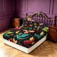 thumbnail image 4 of Manfei Cute Dragon Animals Fitted Sheet Full,Starry Night Stars Bed Set,Black Green,3pcs,1 Fitted Sheet and 2 Pillowcases, 4 of 6