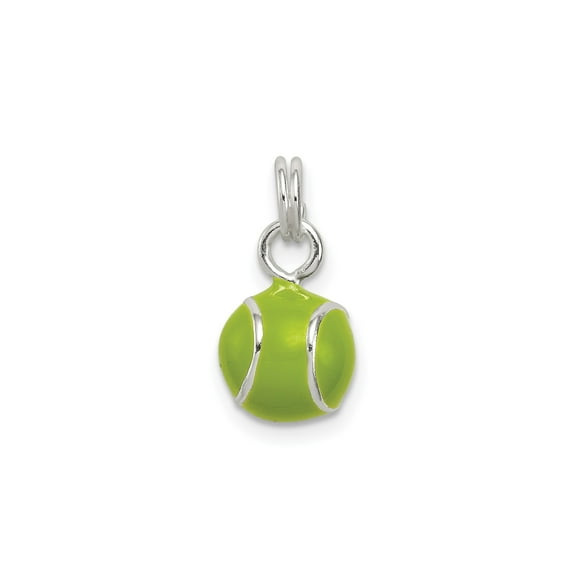 Sterling Silver Tennis Ball Charm Pendant with Green Enamel, Sports Jewelry for Women or Unisex Fans, Athletic Accessory for Necklace or Bracelet