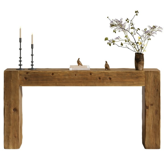 Tribesigns 63-Inch Solid Wood Console Sofa Table, Farmhouse Long Entryway Table Behind Couch for Living Room, Entrance, Hallway, Foyer, Easy Assembly