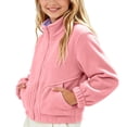 thumbnail image 4 of Cethrio Girls Fleece Jackets Size 10-12, Lightweight Zip up Warm Stand up Collar Winter Outerwear Pink, 4 of 5