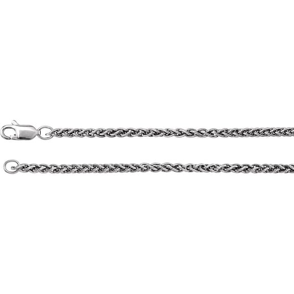 925 Sterling Silver Rhodium Plated 2.4mm Wheat 20 Inch Chain Chain Necklace for Women and Men