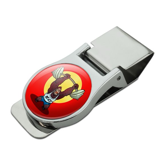 Gym Beast Lifting Weights Weightlifting Strength Training Satin Chrome Plated Metal Money Clip